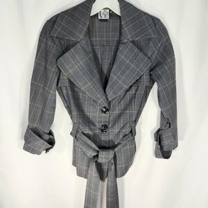 Love Tease Grey Plaid Dark Academia Blazer Size Small